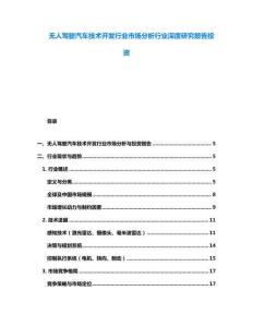無人駕駛汽車技術開發行業市場分析行業深度研究報告投資