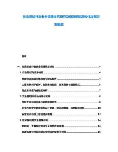 物流運輸行業安全管理體系研究及道路運輸高效化發展方案報告