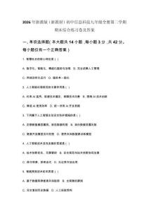 2026年浙教版（新教材）初中信息科技九年級全冊第二學期期末綜合練習卷及答案