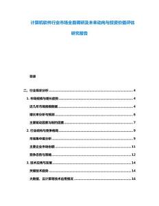 計算機軟件行業市場全面調研及未來動向與投資價值評估研究報告