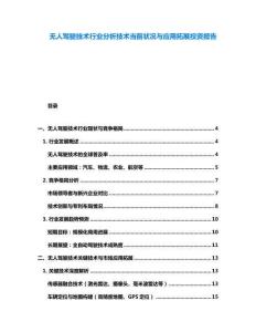 無人駕駛技術行業分析技術當前狀況與應用拓展投資報告