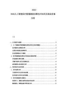 2025-2030人工智能醫療影像輔助診斷技術應用及商業價值分析