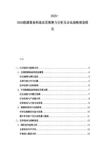 2025-2030能源裝備制造業發展潛力分析及企業戰略規劃報告