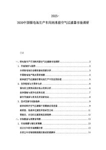 2025-2030中國鋰電池生產車間納米級空氣過濾器市場調研