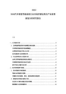 2025-2030汽車智能駕駛系統行業市場供需態勢及產業前景規劃分析研究報告