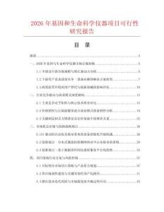 2026年基因和生命科學儀器項目可行性研究報告