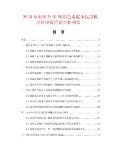2026及未來5-10年彩色水泥壓伐型機項目投資價值分析報告