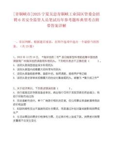 [青銅峽市]2025寧夏吳忠青銅峽工業(yè)園區(qū)管委會招聘6名安全監(jiān)管人員筆試歷年參考題庫典型考點附帶答案詳解