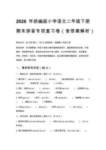 2026年統編版小學語文二年級下冊期末拼音專項復習卷（含答案解析）