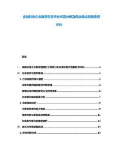 金融科技企業(yè)融資租賃行業(yè)供需分析及商業(yè)模式創(chuàng)新投資評(píng)價(jià)