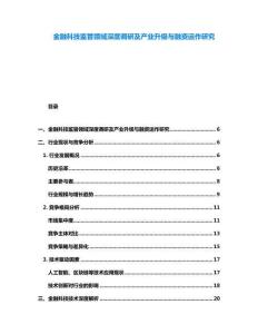 金融科技監管領域深度調研及產業升級與融資運作研究