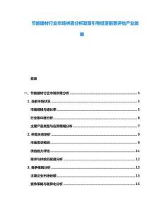 節能建材行業市場供需分析政策引導投資前景評估產業發展