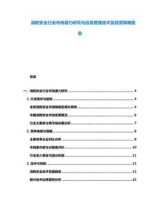 消防安全行業(yè)市場潛力研究與應急管理技術及投資策略報告