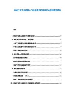 機械行業(yè)工業(yè)機器人市場供需分析投資評估規(guī)劃研究報告