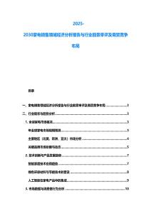 2025-2030家電銷售領(lǐng)域經(jīng)濟(jì)分析報(bào)告與行業(yè)前景審評及商貿(mào)競爭布局