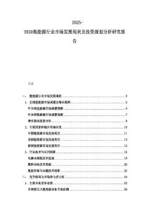 2025-2030氫能源行業市場發展現狀及投資規劃分析研究報告