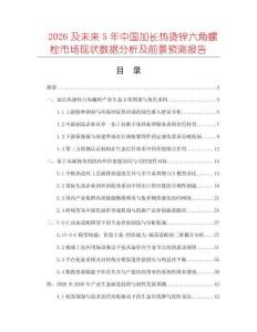 2026及未來5年中國加長熱燙鋅六角螺栓市場現狀數據分析及前景預測報告