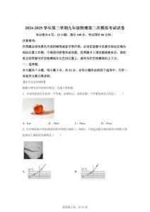 2025年廣東省肇慶市第一中學(xué)實(shí)驗(yàn)學(xué)校中考第二次模擬考試物理試題（含答案）