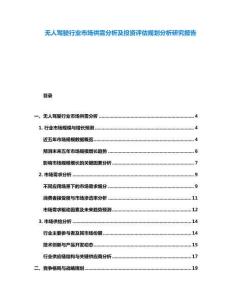 無人駕駛行業市場供需分析及投資評估規劃分析研究報告