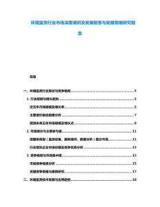 環境監測行業市場深度調研及發展前景與發展策略研究報告