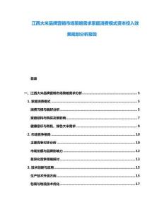 江西大米品牌營銷市場策略需求家庭消費模式資本投入效果規劃分析報告