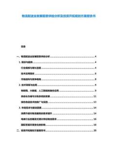 物流配送業發展前景供給分析及投資開拓規劃方案報告書