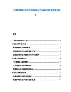 环境治理行业市场竞争格局分析评估规划投资发展现状报告