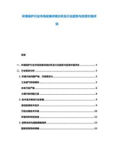 環境保護行業市場發展詳細分析及行業趨勢與投資價值評估