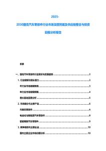 2025-2030捷克汽车零部件行业市场深度挖掘及供应链整合与投资回报分析报告