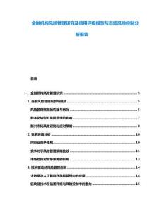 金融機構風險管理研究及信用評級模型與市場風險控制分析報告