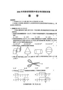2026年河南省郑州市九校联考中考二模考试数学试题及参考答案