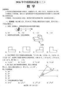 2026年洛阳市中招三模数学试卷及参考答案