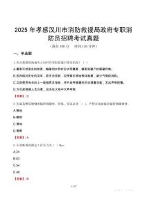 2025年孝感汉川市消防救援局政府专职消防员招聘考试真题