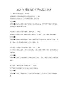 2025年國際政治哲學試卷及答案