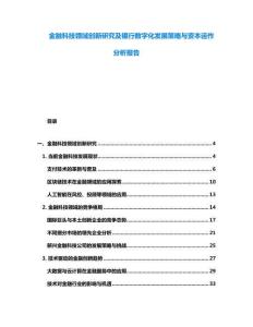 金融科技領域創新研究及銀行數字化發展策略與資本運作分析報告