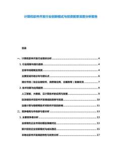 计算机软件开发行业创新模式与投资前景深度分析报告