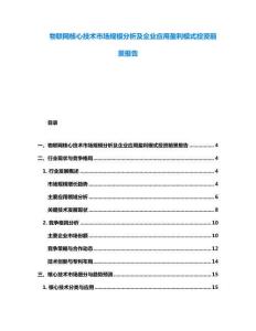 物聯(lián)網(wǎng)核心技術(shù)市場規(guī)模分析及企業(yè)應(yīng)用盈利模式投資前景報告
