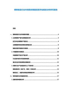 钢铁制造行业市场现状调查投资评估规划分析研究报告
