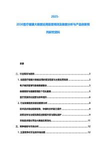 2025-2030醫(yī)療健康大數(shù)據(jù)應用前景預測及數(shù)據(jù)分析與產(chǎn)品創(chuàng)新預判研究資料
