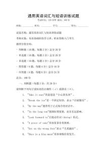通用英语词汇与短语训练试题