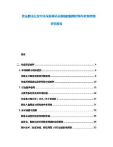 貨運(yùn)物流行業(yè)市場(chǎng)深度調(diào)研及面臨的困境對(duì)策與發(fā)展戰(zhàn)略研究報(bào)告