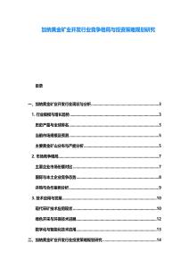 加納黃金礦業(yè)開發(fā)行業(yè)競爭格局與投資策略規(guī)劃研究
