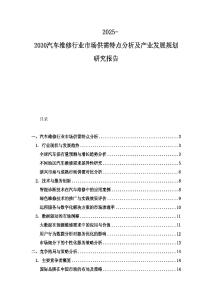 2025-2030汽车维修行业市场供需特点分析及产业发展规划研究报告