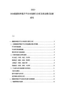 2025-2030能源效率提升平臺市場潛力分析及商業模式創新研究