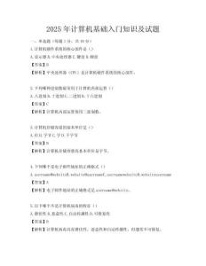 2025年計算機(jī)基礎(chǔ)入門知識及試題