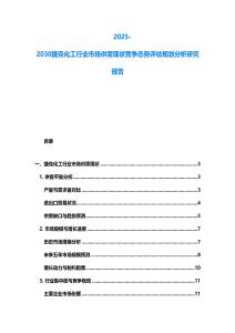 2025-2030捷克化工行業市場供需現狀競爭態勢評估規劃分析研究報告