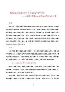 “能源安全观察① 中国石油安全的韧性——基于“霍尔木兹海峡经验”的分析  202606