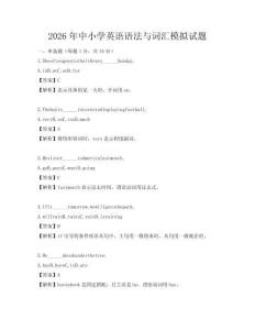 2026年中小学英语语法与词汇模拟试题