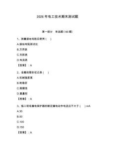 2026年电工技术期末测试题及答案（典优）