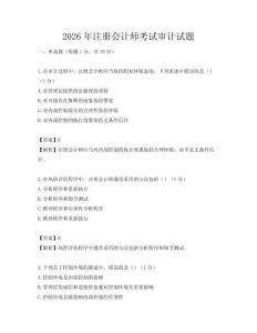 2026年注册会计师考试审计试题
